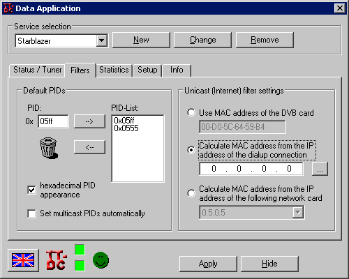 ��������� StarBlazer Media PID ��� Technotrend